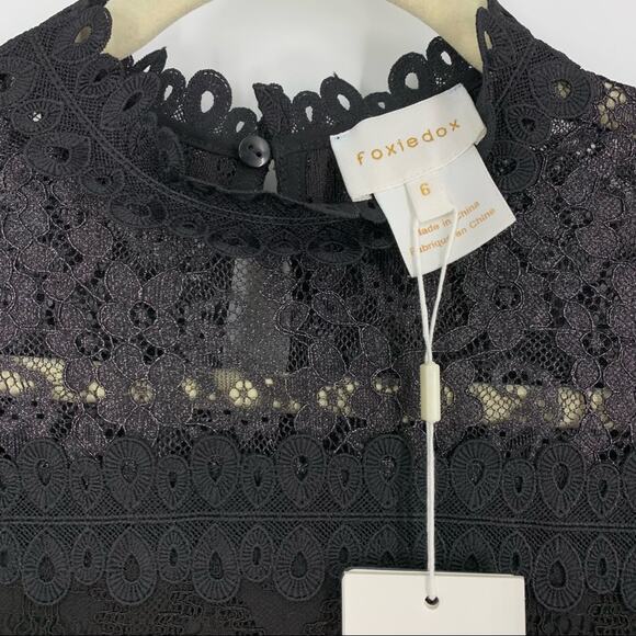 Foxiedox Maisie Black Lace High Neck Dress Size 6 NWT Knee Length Wedding Formal - Picture 8 of 11
